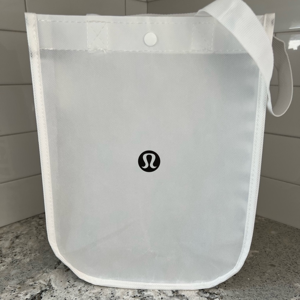 Lululemon White Tote with Center Logo reusable tote shopping bag